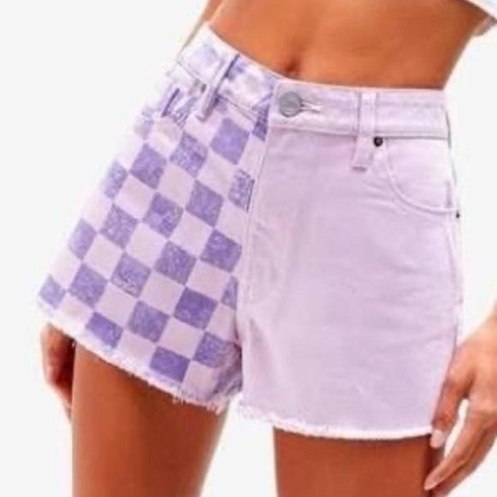 PacSun Lavender Checkered Jean Shorts